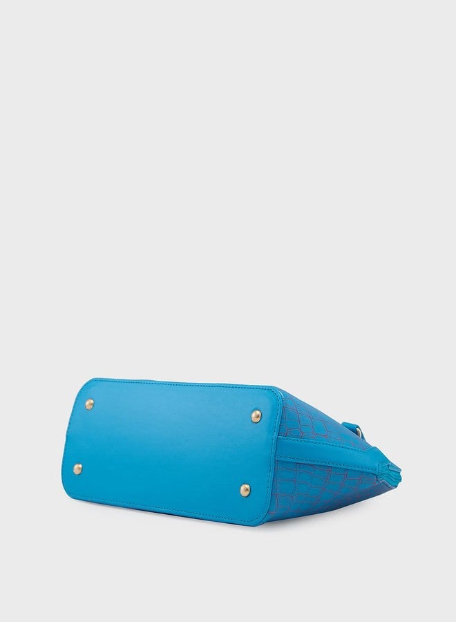 Caprese Mist Satchel Large Blue Bag with Adjustable & Detachable Strap|Versatile Shoulder, Crossbody & Handheld Bag for Work, Travel, and Everyday Use, Spacious with Multiple Compartments - Image 5